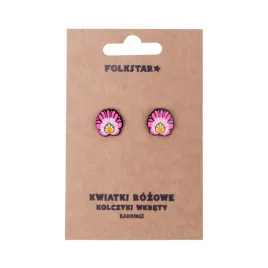 kolczyki-wkrety-folk-kwiaty-lowickie-rozowe