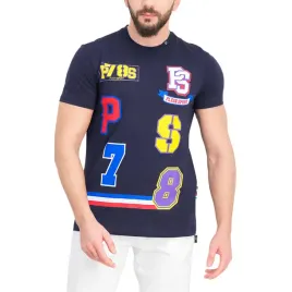 koszulka-meska-plein-sport-bawelniana-granatowa-z-printem