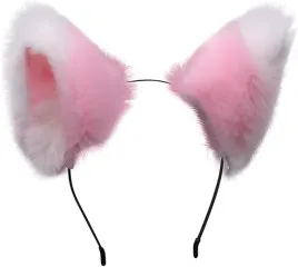 urocze-futrzane-kocie-lisie-uszy-cosplay-anime-furry-opaska-rozowo-biale