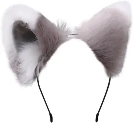 urocze-futrzane-kocie-lisie-uszy-cosplay-anime-furry-opaska-szaro-biale