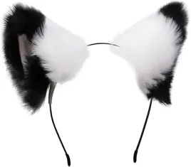 urocze-futrzane-kocie-lisie-uszy-cosplay-anime-furry-opaska-bialo-czarne