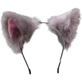 urocze-futrzane-kocie-lisie-uszy-cosplay-anime-furry-opaska-szaro-rozowe