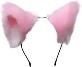 urocze-futrzane-kocie-lisie-uszy-cosplay-anime-furry-opaska-rozowo-biale