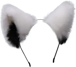 urocze-futrzane-kocie-lisie-uszy-cosplay-anime-furry-opaska-bialo-czarne