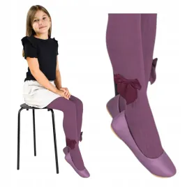 fioletowe-dziewczece-bawelniane-rajstopy-ozdobione-kokardka-prazek-104-110