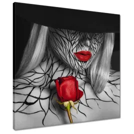 obrazy-50x50-czerwone-usta-i-czerwona-roza