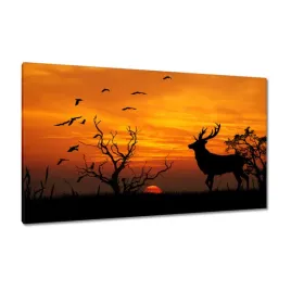 obrazy-120x70-jelen-i-zachod-slonca