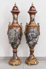 francuski-zestaw-porcelanowy-wazy-amfora-amfory-okute-braz-zlocony
