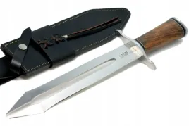 noz-mysliwski-bowie-recznie-wykonany-stal-d2-drewno-burl-skora-etui-sztylet