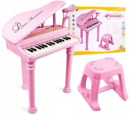 pianino-dla-dzieci-nauka-gry-organki-mikrofon-mp3-rozowe-pianinko-taboret