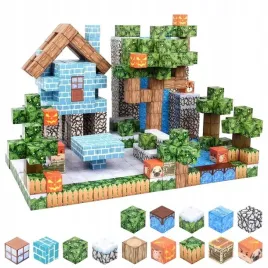 klocki-magnetyczne-3d-lesny-zamek-bloki-budynki-rosliny-100-elementow