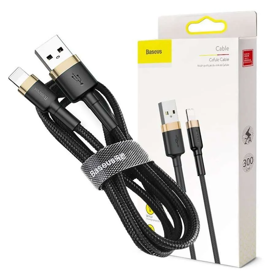 kabel-baseus-cafule-usb-lightning-do-iphone-ipad-ipod-2a-3m-zloty-stan-nowy