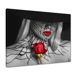 obrazy-50x40-czerwone-usta-i-czerwona-roza