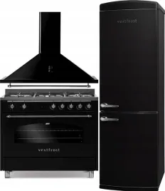 czarny-zestaw-agd-retro-kuchnia-gazowa-okap-90cm-lodowka-wok-vintage