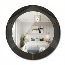 stylowe-okragle-lustro-scienne-z-nadrukiem-na-szkle-szare-trojkaty-fi-60-cm
