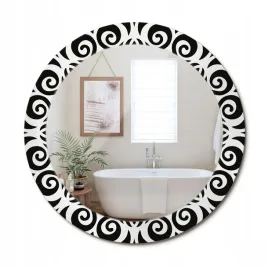 lustro-z-nadrukiem-do-lazienki-kuchni-przedpokoju-czarny-ornament-fi-70-cm