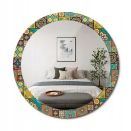 stylowe-okragle-lustro-scienne-z-nadrukiem-na-szkle-wzor-arabski-fi-90-cm