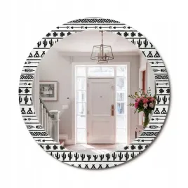 lustro-z-szklana-ozdobna-rama-z-nadrukiem-boho-minimalistyczny-fi-80-cm