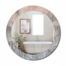 okragle-ozdobne-lustro-na-sciane-do-domu-biura-tropikalne-kwiaty-fi-70-cm
