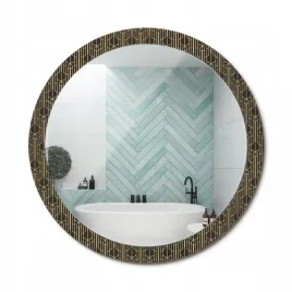 lustro-wiszace-ze-szklana-rama-z-nadrukiem-vintage-geometria-fi-100-cm