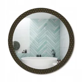 lustro-wiszace-z-ozdobna-rama-z-nadrukiem-geometria-szesciokatna-fi-100-cm