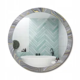 lustro-wiszace-ze-szklana-ozdobna-rama-z-nadrukiem-szary-marmur-fi-100-cm