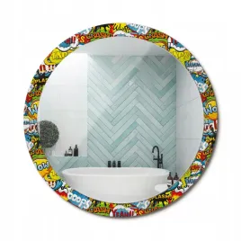 lustro-wiszace-dekoracyjne-z-nadrukiem-wzor-w-stylu-komiksowym-fi-100-cm