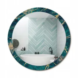 nowoczesne-loftowe-lustro-wiszace-z-nadrukiem-zielony-marmur-fi-100-cm