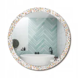 lustro-wiszace-ze-szklana-obramowke-z-nadrukiem-male-kwiatki-fi-100-cm