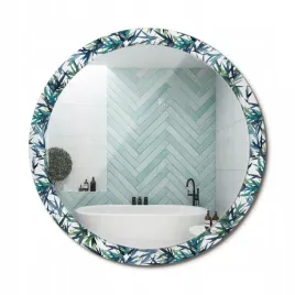 lustro-scienne-z-ozdobnym-szklanym-obramowaniem-niebieskie-palmy-fi-100-cm