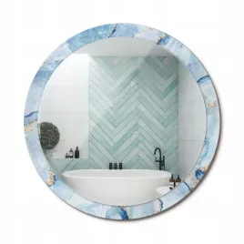 wiszace-lustro-ze-szklana-obramowke-z-nadrukiem-blekitny-marmur-fi-100-cm