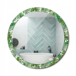 lustro-z-nadrukiem-do-lazienki-kuchni-przedpokoju-liscie-dzungli-fi-100-cm