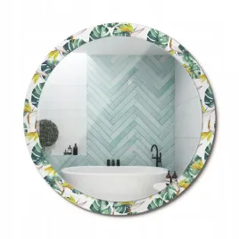 ozdobne-lustro-z-nadrukiem-w-nowoczesnym-stylu-liscie-tropikalne-fi-100-cm