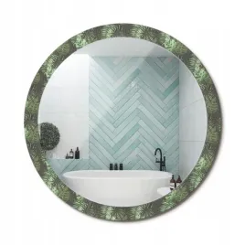 lustro-scienne-z-ozdobnym-szklanym-obramowaniem-liscie-tropikalne-fi-100-cm