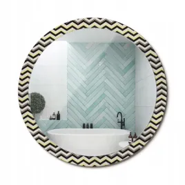 lustro-wiszace-ze-szklana-obramowke-z-nadrukiem-zygzakowaty-wzor-fi-100-cm