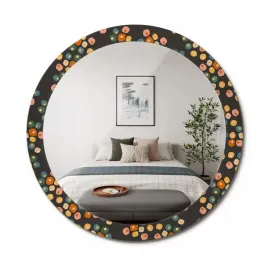stylowe-okragle-lustro-scienne-z-nadrukiem-na-szkle-kropki-kwiatow-fi-90-cm