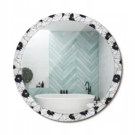 lustro-z-szklana-ozdobna-rama-z-nadrukiem-kwiatowa-kompozycja-fi-100-cm