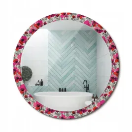 stylowe-okragle-lustro-scienne-z-nadrukiem-na-szkle-rozowe-maki-fi-100-cm
