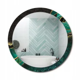 lustro-wiszace-ze-szklana-obramowke-z-nadrukiem-marmurowa-zielen-fi-100-cm