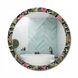 ozdobne-lustro-z-nadrukiem-w-nowoczesnym-stylu-kwiaty-hibiskusa-fi-100-cm