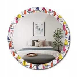 stylowe-okragle-lustro-scienne-z-nadrukiem-na-szkle-kolorowe-lodki-fi-90-cm
