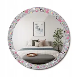 lustro-z-nadrukiem-do-lazienki-kuchni-przedpokoju-panda-jednorozec-fi-90-cm