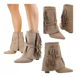 damskie-botki-boho-na-obcasie-kowbojki-skorzane-fredzlami-zamsz-bezowe-41