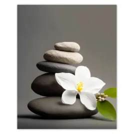 plakaty-40x50-bialy-kwiatek-i-kamienie-spa