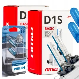 zarniki-amio-d1s-8000k-basic-zarowki-philips-w5w-whitevision-ultra-gratis
