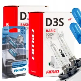 zarniki-amio-d3s-6000k-basic-zarowki-philips-w5w-whitevision-ultra-gratis