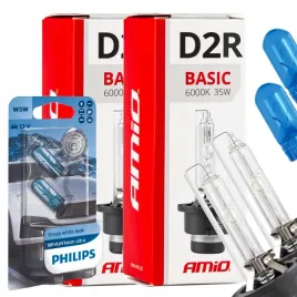 zarniki-amio-d2r-6000k-basic-zarowki-philips-w5w-whitevision-ultra-gratis