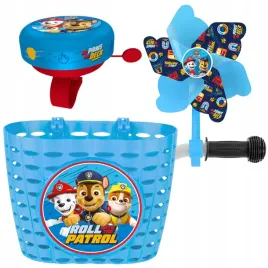 zestaw-psi-patrol-koszyk-wiatraczek-dzwonek-na-kierownice-dla-dzieci-rower