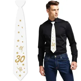 krawat-30-urodziny-glamour-birthday-bialy-43-cm