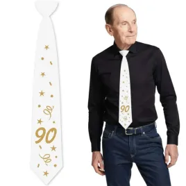 krawat-90-urodziny-glamour-birthday-bialy-43-cm